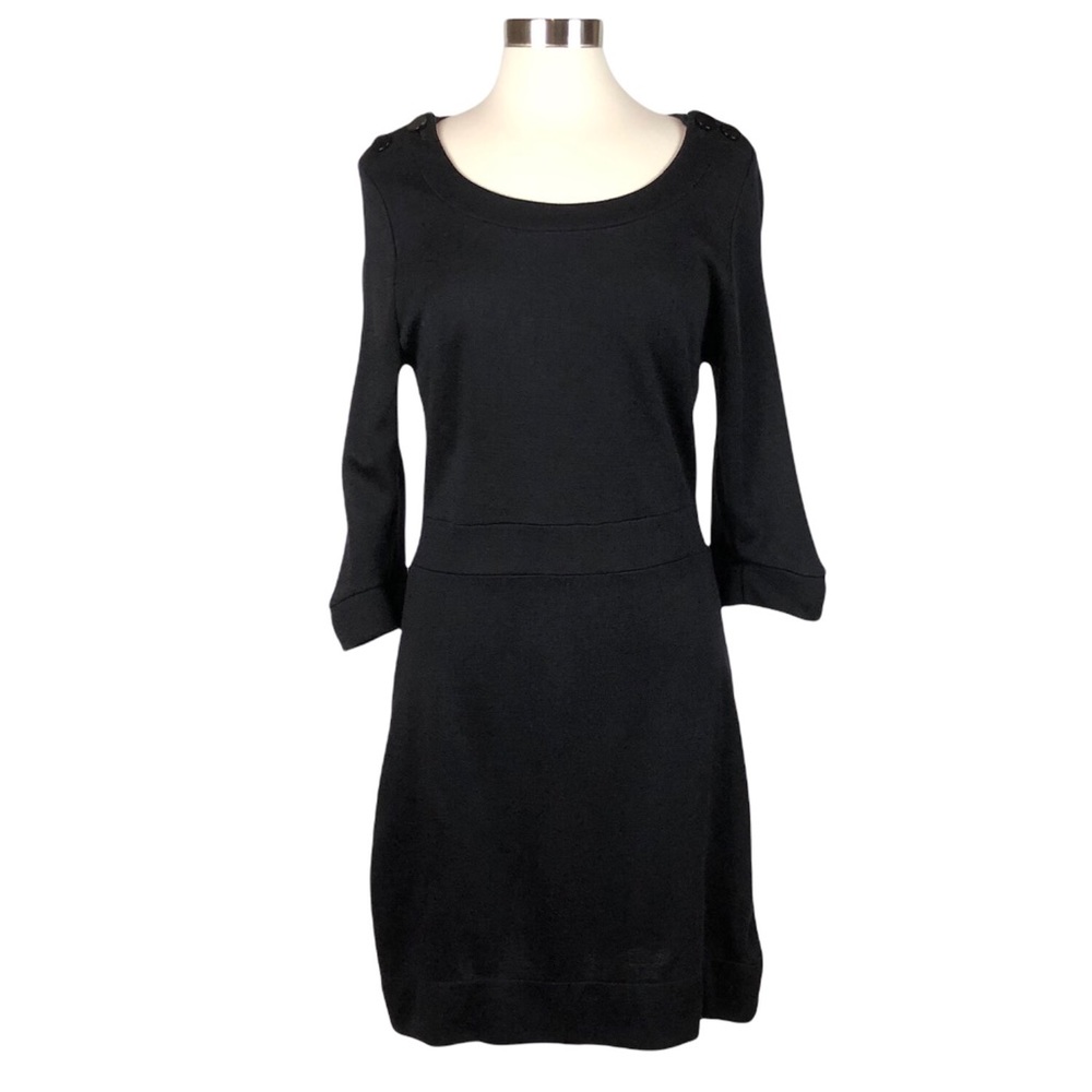 H&M Black Lyocell & Wool Dress with Shoulder Buttons